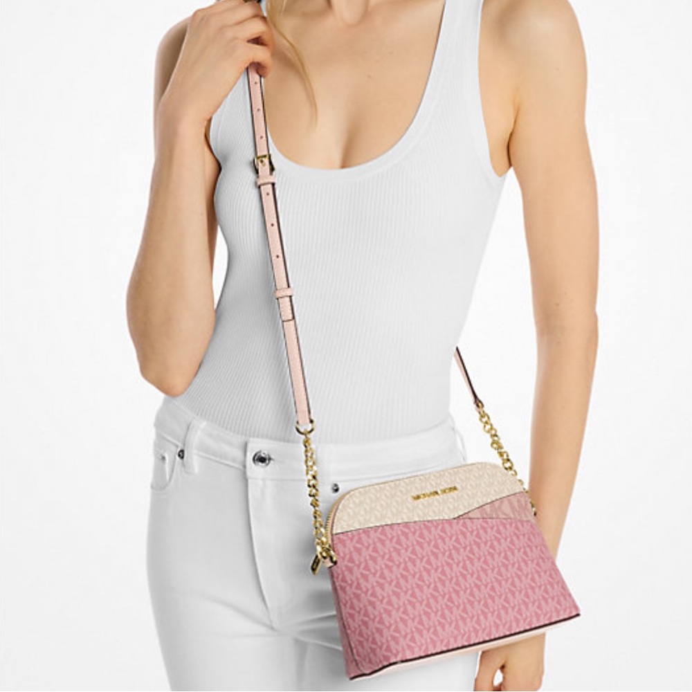 🌷 Michael Kors Jet Set Travel Medium Color-Block Signature Logo Crossbody Bag 🌷 - Picture 11 of 16